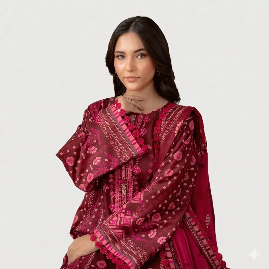 Stylish printed lawn fabric collection for summer wear