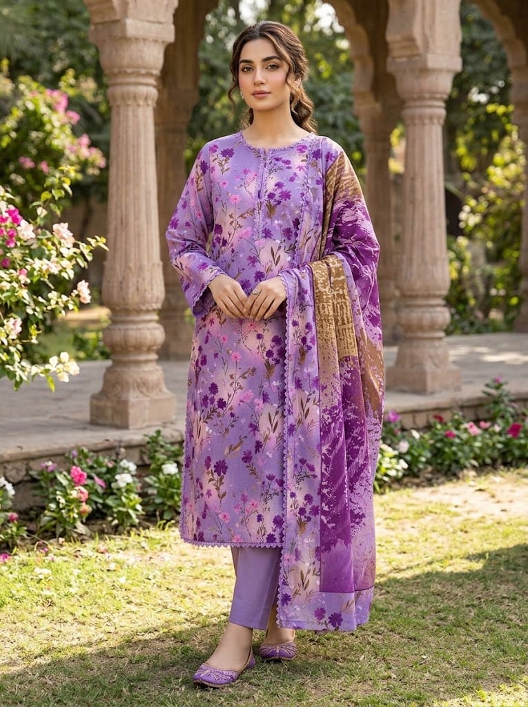 Khaddar Suit 3 Piece Stitched Winter Collection - Multiwear Khaddar suit 3 piece stitched winter collection printed women dress