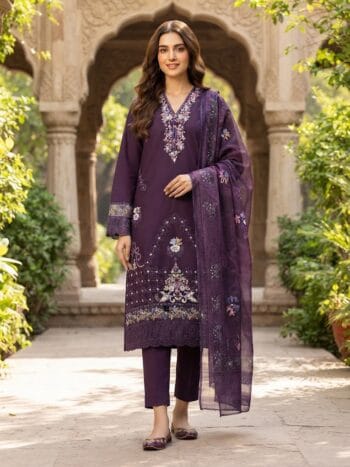 Winter Cotton suit 3 piece stitched winter collection embroidered women dress