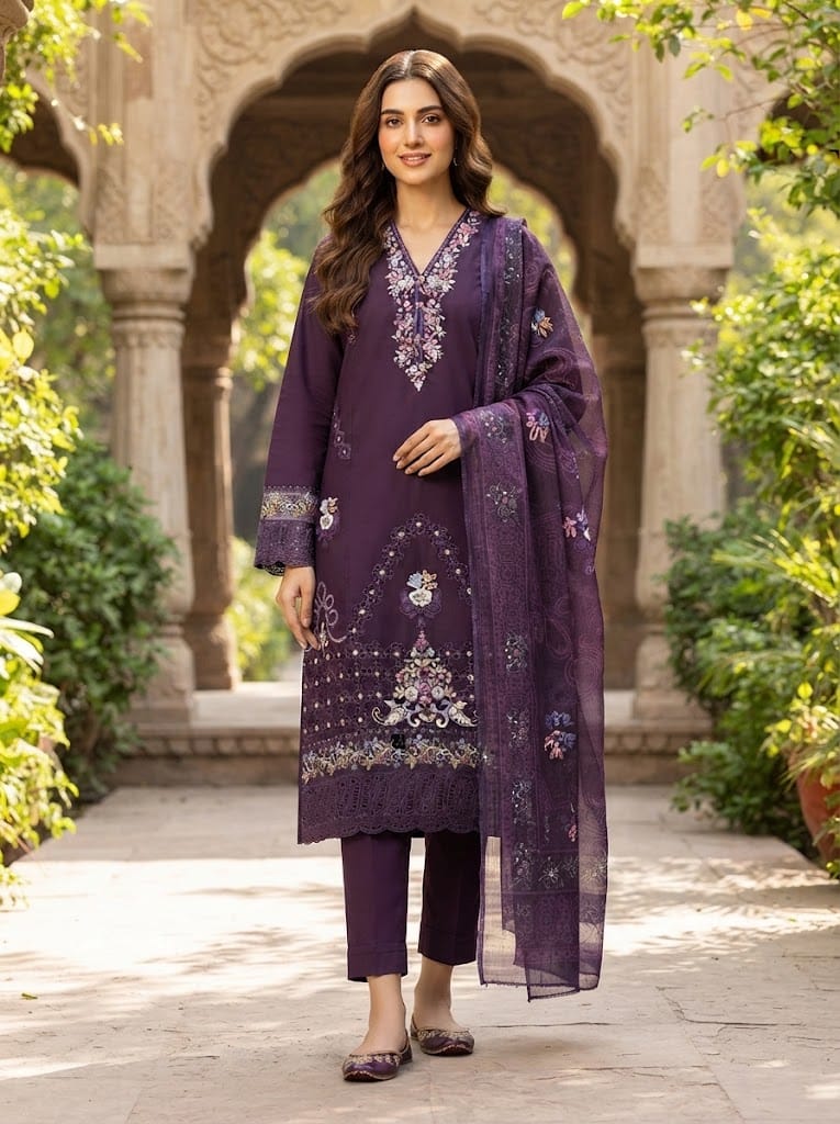Winter Cotton Suit 3 Piece Stitched Winter Collection - Multiwear Winter Cotton suit 3 piece stitched winter collection embroidered women dress