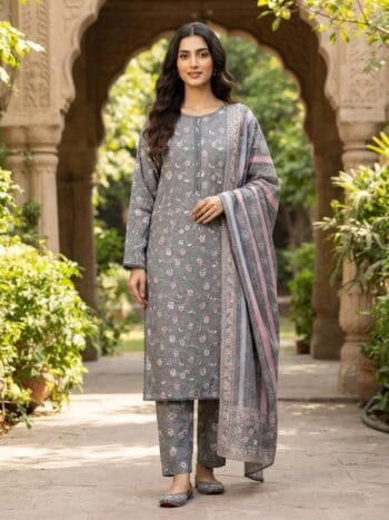 Khaddar suit 3 piece stitched winter collection printed women dress