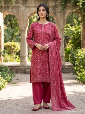 Khaddar suit 3 piece stitched winter collection printed women dress