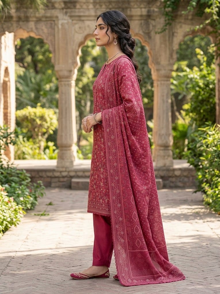 Khaddar Suit 3 Piece Stitched Winter Collection - Multiwear Khaddar suit 3 piece stitched winter collection printed women dress