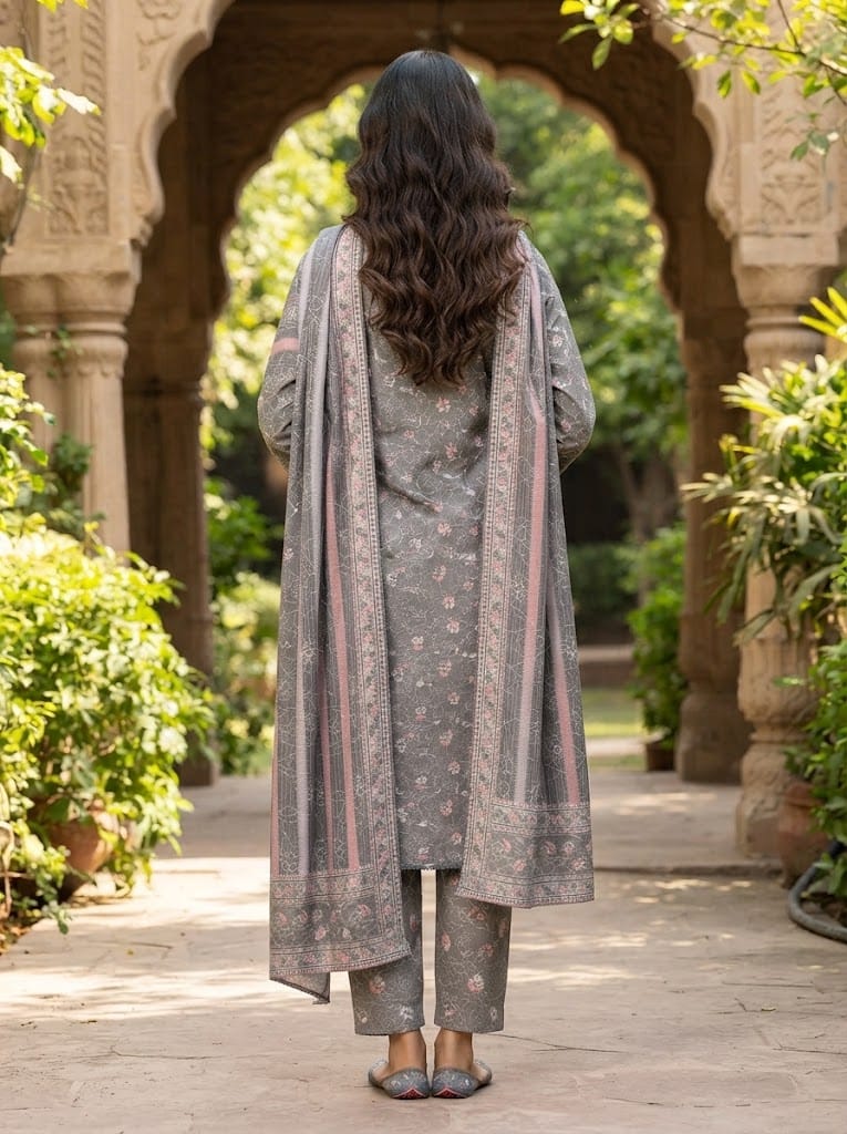 Khaddar Suit 3 Piece Stitched Winter Collection - Multiwear Khaddar suit 3 piece stitched winter collection printed women dress