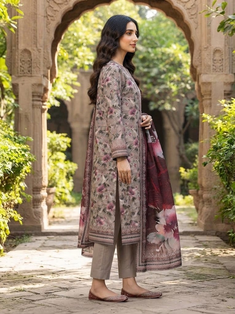 Khaddar Suit 3 Piece Stitched Winter Collection - Multiwear Khaddar suit 3 piece stitched winter collection printed women dress