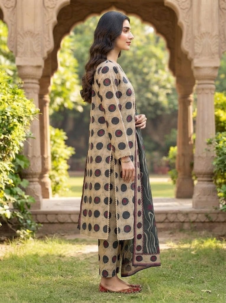 Khaddar Suit 3 Piece Stitched Winter Collection - Multiwear Khaddar suit 3 piece stitched winter collection printed women dress