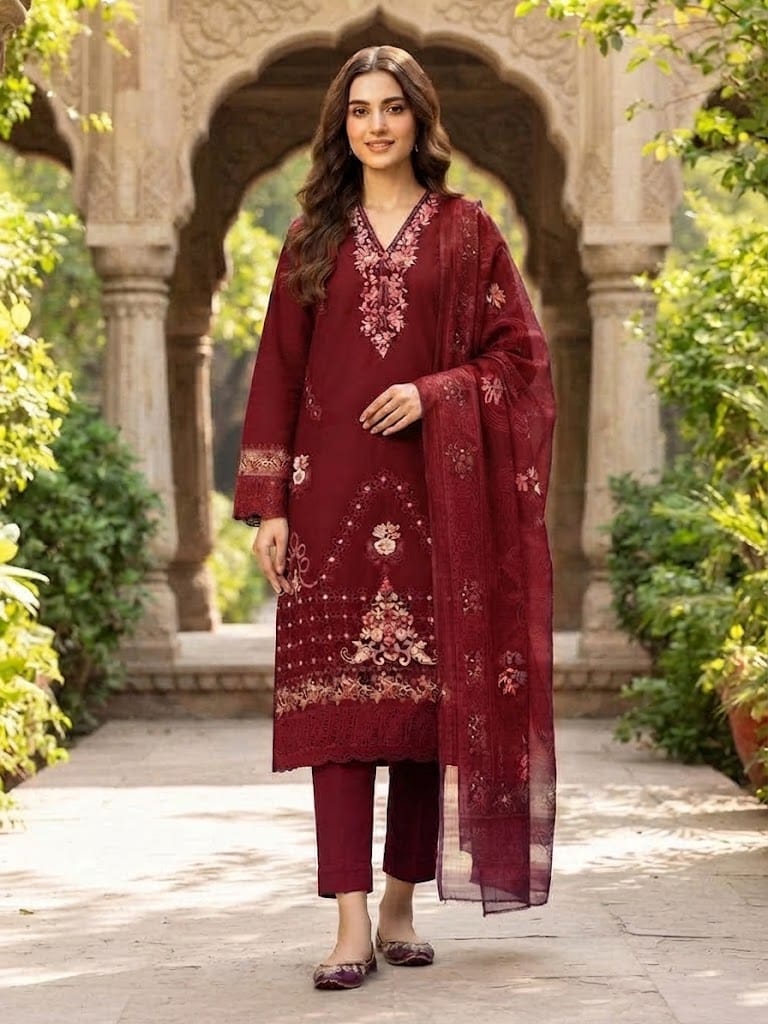 Winter Cotton Suit 3 Piece Stitched Winter Collection - Multiwear Winter Cotton suit 3 piece stitched winter collection embroidered women dress