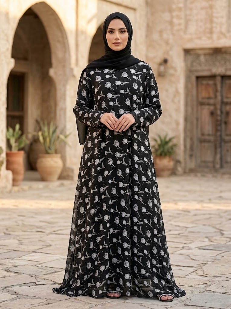 Printed Abaya Stitch Collection - Multiwear Printed abaya stitch collection elegant modest wear for women