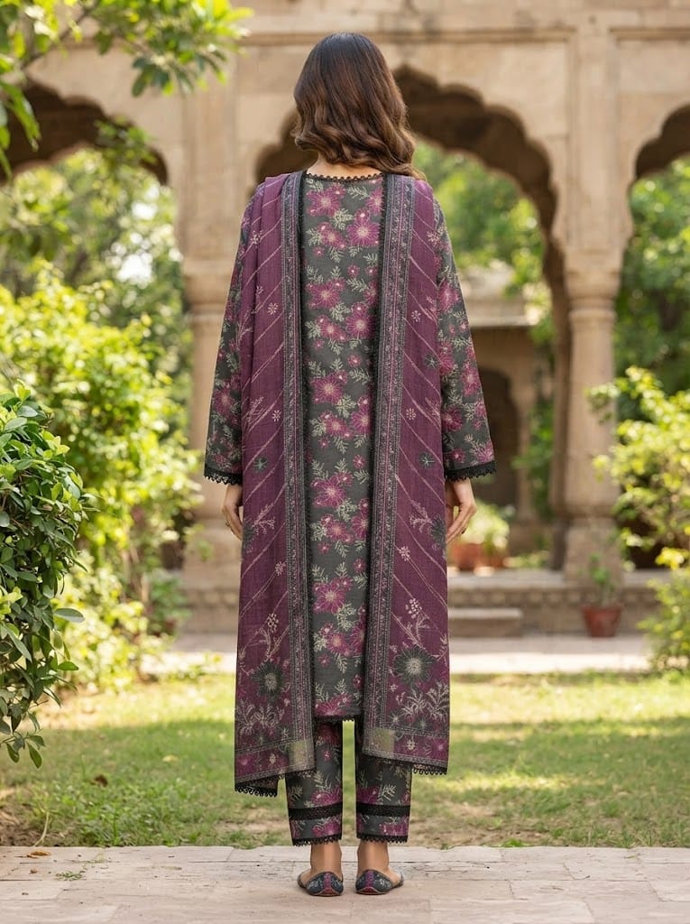 Khaddar Suit 3 Piece Stitched Winter Collection - Multiwear Khaddar suit 3 piece stitched winter collection printed women dress