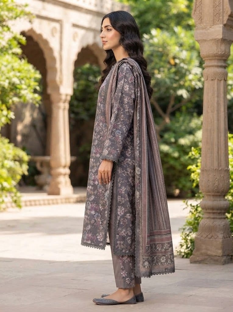 Khaddar Suit 3 Piece Stitched Winter Collection - Multiwear Khaddar suit 3 piece stitched winter collection printed women dress