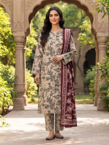 Khaddar suit 3 piece stitched winter collection printed women dress