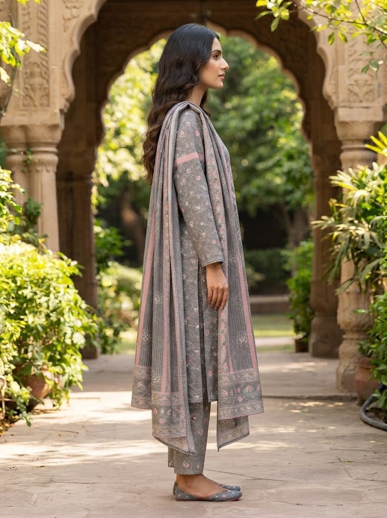 Khaddar Suit 3 Piece Stitched Winter Collection - Multiwear Khaddar suit 3 piece stitched winter collection printed women dress