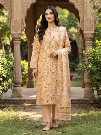 Khaddar suit 3 piece stitched winter collection printed women dress