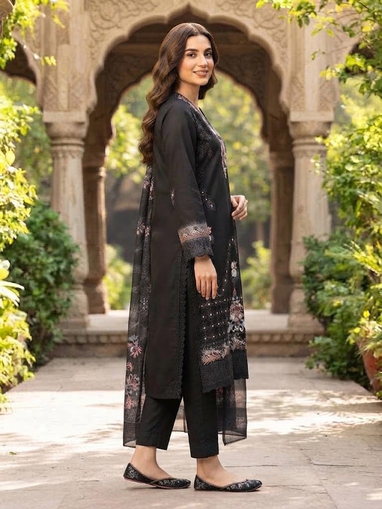 Winter Cotton Suit 3 Piece Stitched Winter Collection - Multiwear Winter Cotton suit 3 piece stitched winter collection embroidered women dress