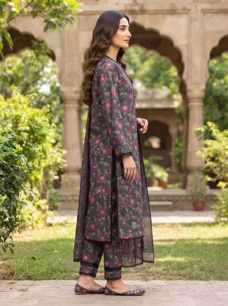 Khaddar Suit 3 Piece Stitched Winter Collection - Multiwear Khaddar suit 3 piece stitched winter collection printed women dress